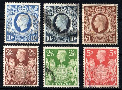 Great Britain 1939-48 Definitive set of 6 fine - very fine used. SG 476-478c. Cat £60 (2022)