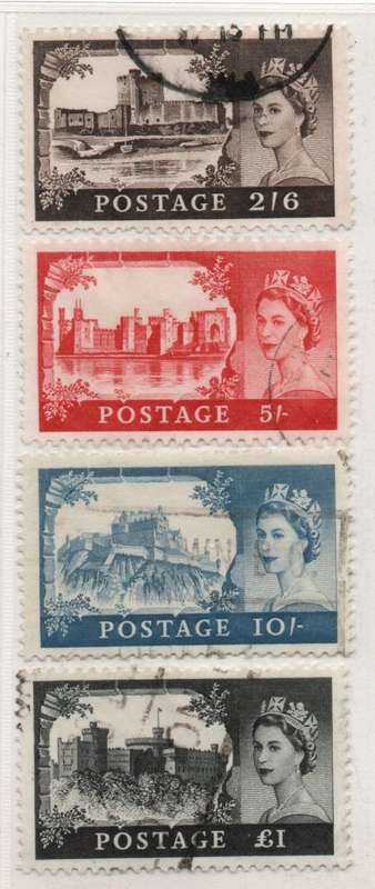Great Britain 1959-68 Definitive set of 4 vfu. W/mark Multi Crown. SG 595-598. Cat £11 (2022)