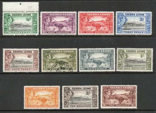 Sierra Leone 1938 Definitive part set of 11 lightly mounted mint. (5d used) Cat £35,65 (2022)