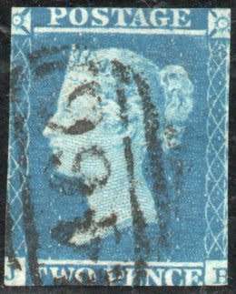 Great Britain 1841 2d blue imperf used. No clear margins. SG 14. Cat £90 (2022)