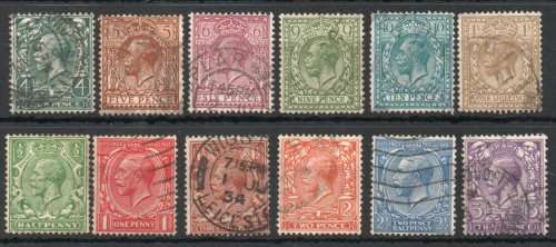Great Britain 1924 Definitive basic set of 12 fine - vf used. SG between 418-429. Cat £60 (2022)