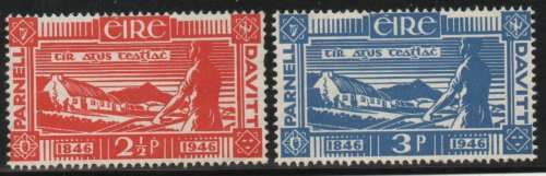 Ireland 1946 `Birth Centenaries of Davitt and Parnell` set of 2 umm. SG 138-139. Cat £6,25 (2022)