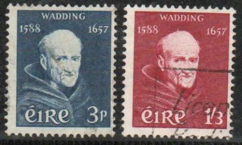 Ireland 1957 `Death Tercentenary of  Wadding` set of 2 very fine used. SG 170-171. Cat £8,60 (2022)