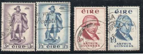 Ireland 2 sets of 2 vfu: 1956 `Barry Commemoration` and 1959 Guinness Bicent. Cat £15,20 (2022)