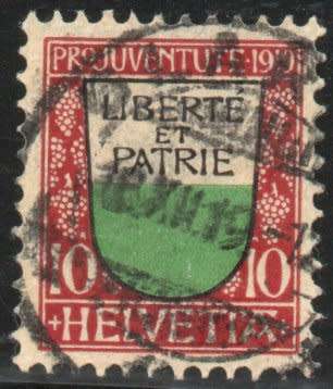 Switzerland 1919 Pro Juventute 10c very fine used. SG J12. Cat £20 (2012)