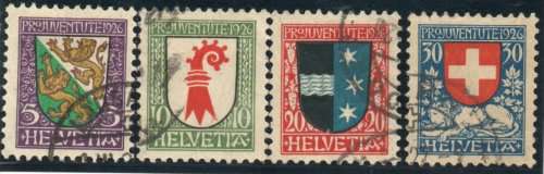 Switzerland 1926 Pro Juventute set of 4 very fine used. SG J36-J39. Cat £22,30 (2012)
