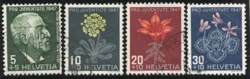 Switzerland 1947 Pro Juventute set of 4 very fine used. SG J120 - J123. Cat £13,75 (2012)