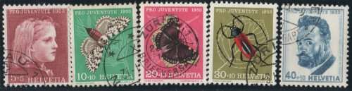 Switzerland 1953 Pro Juventute set of 4 very fine used. SG J147 - J151. Cat £24,20 (2012)