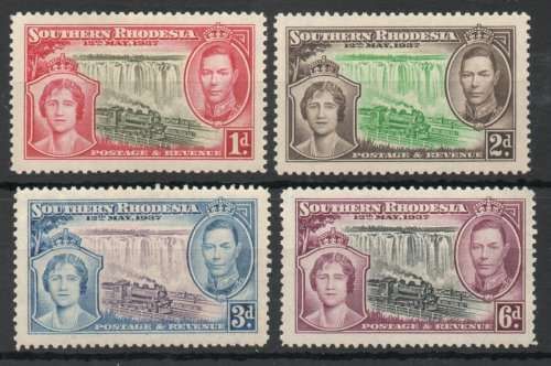 Southern Rhodesia 1937 Coronation set of 4 mixed lmm and umm. SACC 38-41. Cat R113 (2019-20)