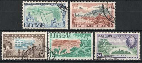 Southern Rhodesia 1953 Birth Cent of Cecil John Rhodes set of 5 vfu. SACC 73-77. Cat R106 (2019-20)
