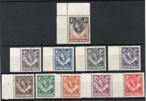 Northern Rhodesia 1953 Definitive part set of 10 mounted mint. SACC 61-70. Cat R213 (2019-20)