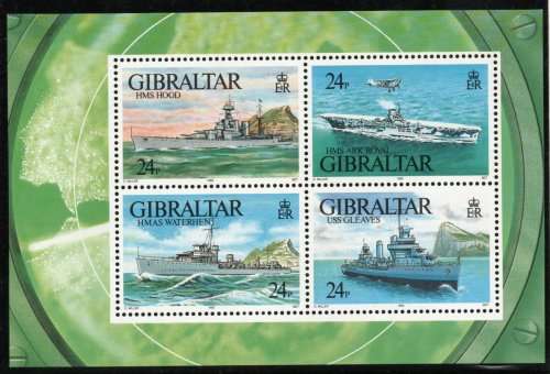 Gibraltar 1993 WWII War Ships (1st series) mini sheet unmounted mint. SG MS694. Cat £11 (2012)