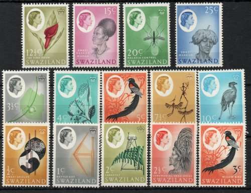 Swaziland 1962 QEII Definitive part set of 14 unmounted mint. SG 89-101, 135. Cat R302 (2019-20)