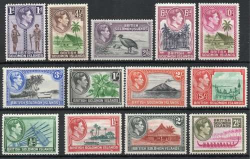 British Solomon Islands 1939 KGVI definitive set of 13 very lmm. SG 60-72. Cat £100 (2022)