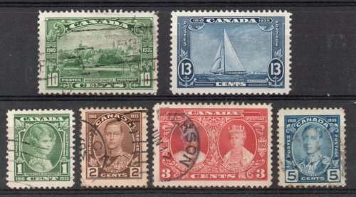 Canada 1935 KGV Silver Jubilee set of 6 very fine used. (except 13c mng) SG 335-340. Cat £36 (2022)