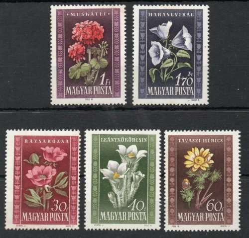 Hungary 1950 Flowers set of 5 mounted mint. SG 1124-1128. Cat £19,30 (2013)