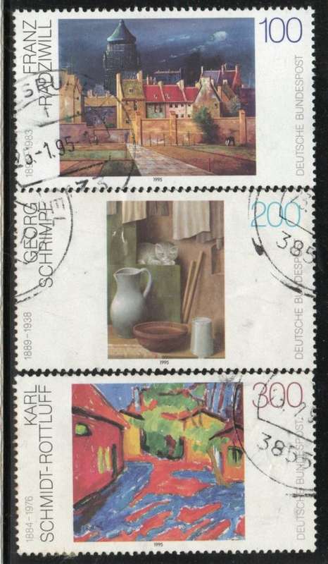 West Germany 1995 `20th Cent German Paintings` set of 3 very fine used. SG 2615-17. Cat £6,75 (2013)