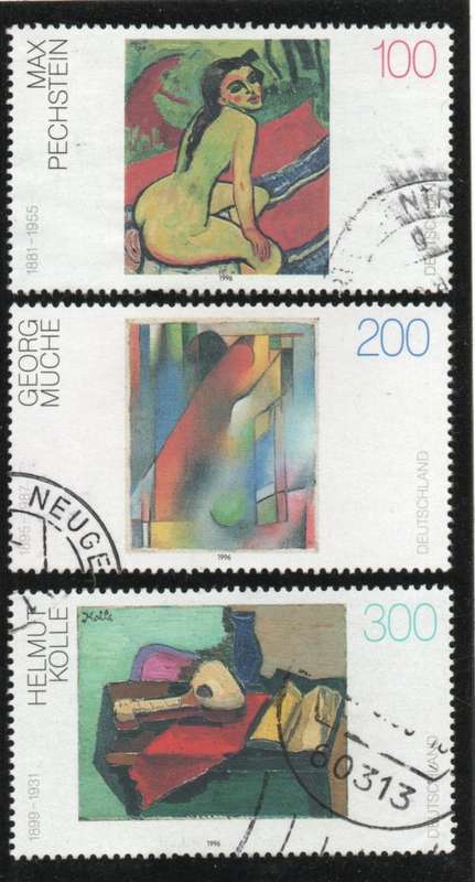 West Germany 1996 `20th Cent German Paintings` set of 3 very fine used. SG 2703-06. Cat £7,30 (2013)