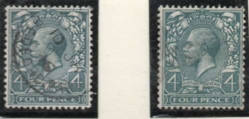 Great Britain 1912-24 KGV Defin 4d deep grey-green and grey-green. SG 378 and SG 379. Cat £27 (2022)
