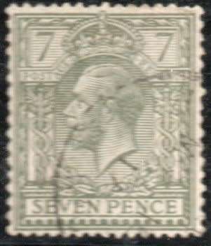 Great Britain 1912-24 KGV Definitive 7d olive and bronze-green vfu. SG 387-388. Cat £35 (2022)