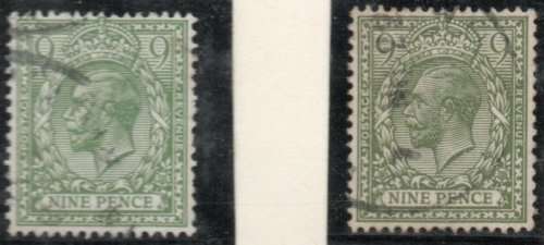 Great Britain 1912-24 KGV Defin 9d olive-green and deep olive-green vfu SG 393a-393b. Cat £70 (2022)