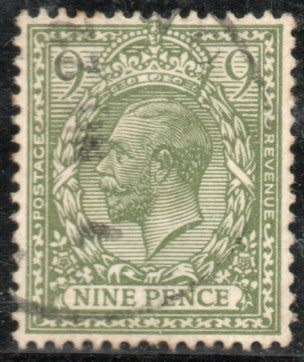 Great Britain 1912-24 KGV Defin 9d olive-green and deep olive-green vfu SG 393a-393b. Cat £70 (2022)