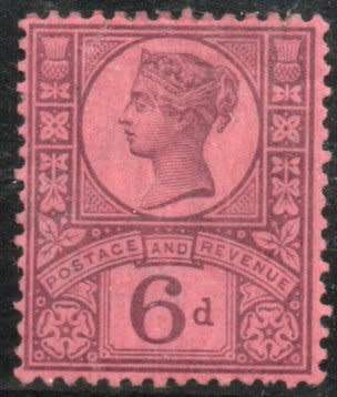 Great Britain 1887 QV Definitive 6d purple/rose-red lightly mounted mint. SG 208. Cat £40 (2022)