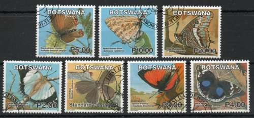 Botswana 2007 Butterflies part set of 7 top values very fine used. SG 1091-97. Cat £19,25 (2014)