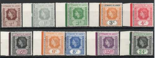 Leeward Islands 1954 QEII definitive part set of 10 mm. SG 126-135. Cat £19,60 (2022)