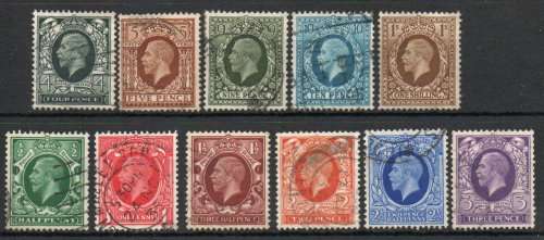 Great Britain 1934-36 KGV Defin set of 11 very fine used. SG 439-449. Cat £20 (2022)