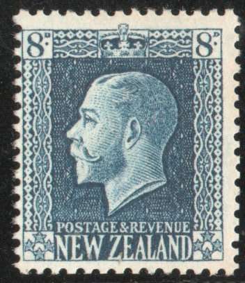 New Zealand 1915 KGV Definitive 8d blue perf 14 x 14½ mint no gum. SG 427a. Cat £8,50 (2022)