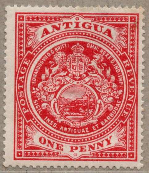 Antigua 1908-17 Definitive 1d scarlet mounted mint. SG 44. Cat £9,50 (2022)