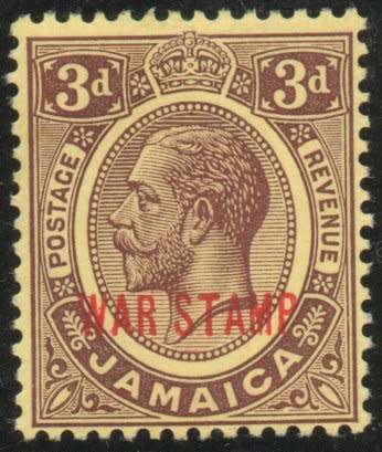 Jamaica 1919 War stamp 3d pale purple/buff heavy mounted mint. SG 77b. Cat £8 (2022)