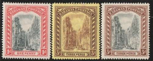 Bahamas 1911 Definitive 1d and 2 x 3d mounted mint. SG 75a, 76 and 77. Cat £16,25 (2022)