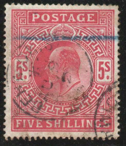 Great Britain 1902 KEVII Definitive 5/- bright carmine fine used. SG 263. Cat £220 (2022)