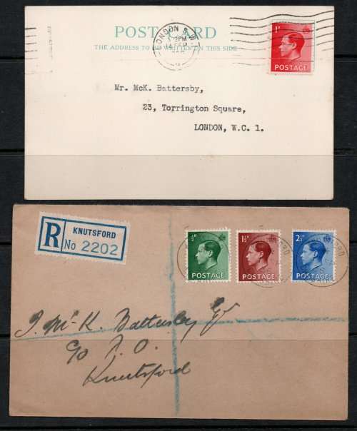 Great Britain 1936 KEVIII FDC and First Day Post Card (1/9/36 and 14/9/36) SG 457-60 Cat £375 (2018)