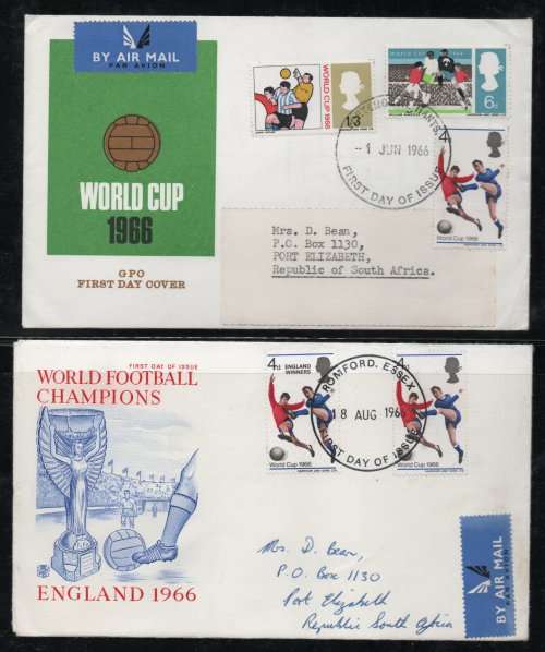 Great Britain 1966 World Cup Football (1) FDC Tournament and (2) FDC Winners. SG 693-695. Cat £16,50