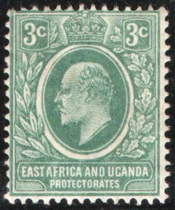 East Africa and Uganda 1907-08 KEVII 3c grey green mounted mint. SG 35. Cat £21 (2022)