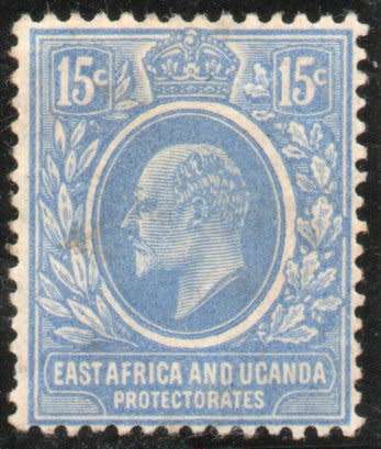 East Africa and Uganda 1907-08 KEVII 15c bright blue mounted mint. SG 39. Cat £32 (2022)