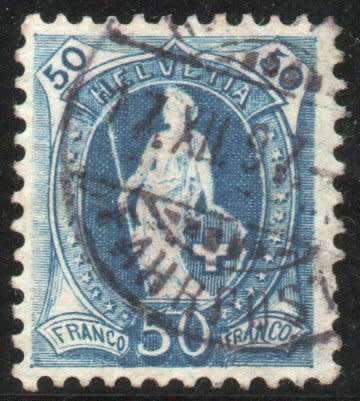 Switzerland 1882 Definitive 50c blue very fine used. SG simplified 150b. Cat £22 (2012)