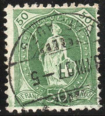 Switzerland 1882 Definitive 50c green very fine used. SG simplified 218. Cat £29 (2012)