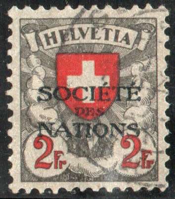 Switzerland 1922 League of Nations 2f very fine used. SG simplified LN28a. Cat £7 (2012)