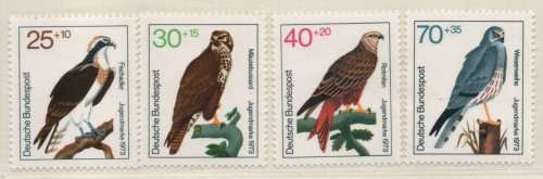Germany West 1973 `Birds of Prey` set of 4 unmounted mint. SG 1648-51. Cat £10,40 (2012)