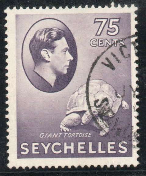 Seychelles 1938-49 KGVI definitive 75c deep slate-lilac very fine used. SG 145ab. Cat £11 (2022)