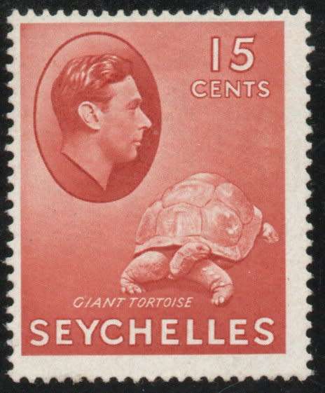 Seychelles 1938-49 KGVI definitive 15c red lightly mounted mint. SG 139ab. Cat £11 (2022)