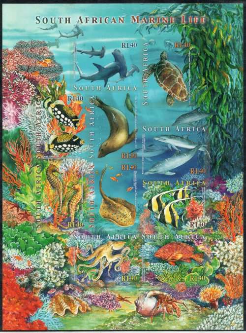 South Africa 2001 Marine Life sheet of 10 unmounted mint. SACC 1465. Cat R200 (2023-25)