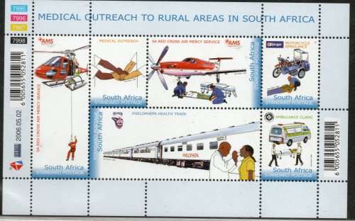 South Africa 2006 Medical Outreach to Rural Areas sheetlet of 6 umm. SACC 1776. Cat R220 (2023-25)