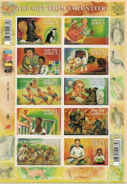 South Africa 2004 Gift from Volunteers sheetlet of 10 unmounted mint. SACC 1645. Cat R270 (2023-25)