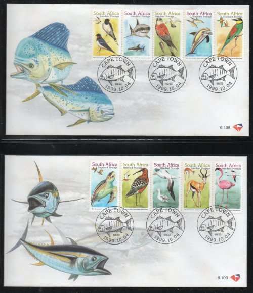 South Africa 1999 Migratory Species of SA 2 x First Day Covers 6.108 and 6.109. Cat R80 (2023-25)