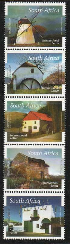 South Africa 2007 Mills of South Africa set/strip of 5 umm. SACC 1843-47. Cat R250 (2023-25)